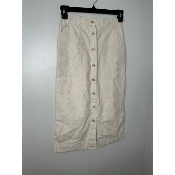 Liz Claiborne Sport Button Linen Blend Skirt Waist Size 8 - Picture 1 of 10